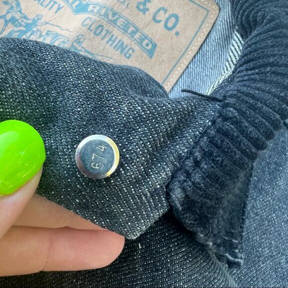 Vintage 80s Levi’s long chore trucker denim jean jacket charcoal SMALL - Picture 7 of 7